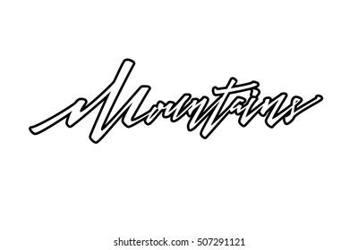 mountains logo. Vector logotype template. Hand drawn lettering