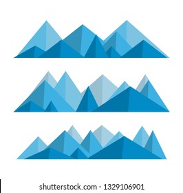 Mountains low poly style set. Polygonal mountain ridges.