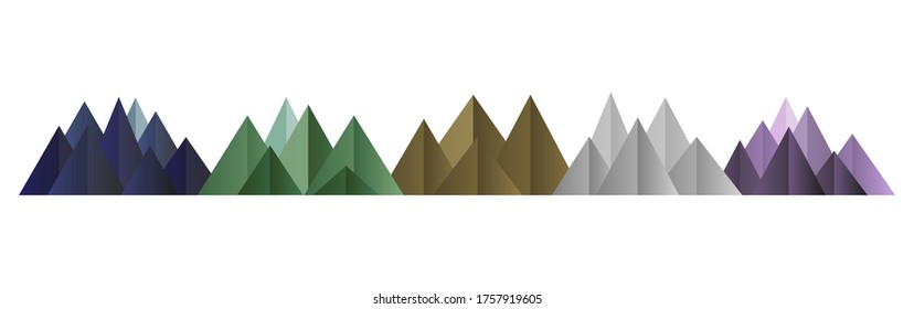 Montañas de bajo estilo poly. Formas poligonales. Ilustración aislada del vector