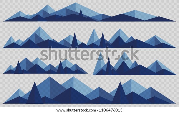 Mountains Low Poly Style Set Polygonal Stock Vector (Royalty Free ...