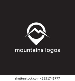 mountains map logo design vector image, mountains location logo image