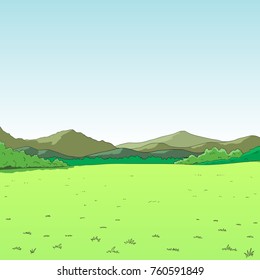 Mountains and meadows vector hand drawn