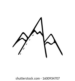 Mountains in minimalism on a white background with a simple line for cards, T-shirt prints, stickers.