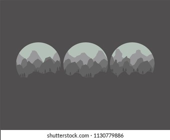 mountains minimalism style on a gray background.