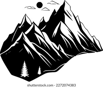 Mountains - Minimalist and Flat Logo - Vector illustration