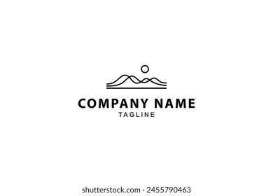mountains minimalist linear line art design logo