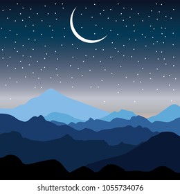mountains month night
