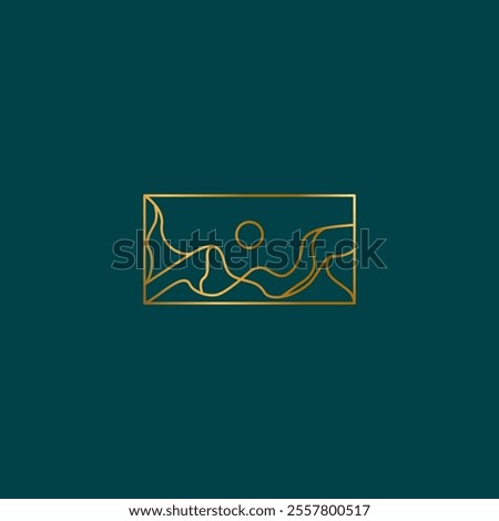 mountains and moon logo design line art