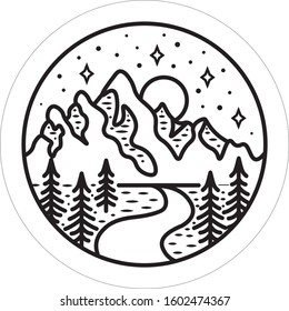 Mountains and moon vectors that can be used like a sticker  