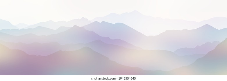 Mountains in the morning haze, abstract illustration with multicolor gradient