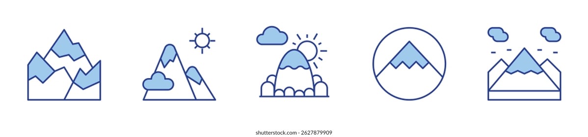 mountains, mountain. Mountain Icon vector illustration. Line Duotone style. Editable stroke.