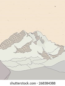 The Mountains. mountain landscape. mountains covered with snow. Background, card, poster. Vector.