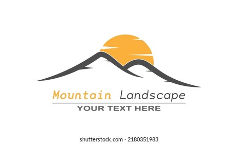 Mountains. Mountain landscape on the background of sunset or sunrise. Vector illustration for logos and creative design. Flat style