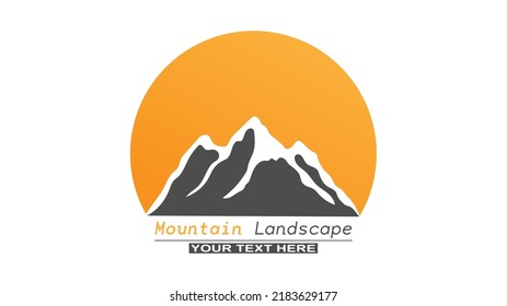 Mountains. Mountain landscape on the background of sunset or sunrise. Vector illustration for logos and creative design. Flat style