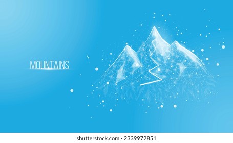 Mountains. Mountain path. Success business startup, innovation, growth, travel, freedom concept. Polygonal wireframe vector illustration.