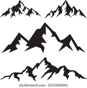 Mountains, Mountain Range Silhouette on a white background