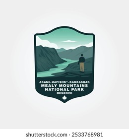 Akami−Uapishkᵘ−KakKasuak−Mealy Mountains national park vintage logo design , set of canada national park emblem