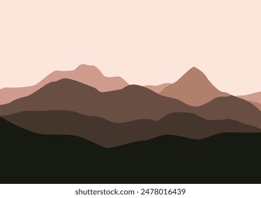 mountains natural landscape. Illustration in flat style for background.