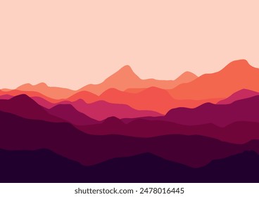 mountains natural landscape. Illustration in flat style for background.