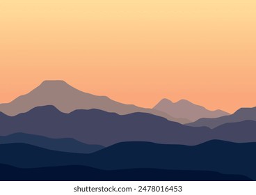 mountains natural landscape. Illustration in flat style for background.