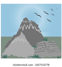 Mountains and nature. Flat design.