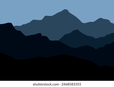 Mountains nature landscape. Vector illustration in flat style.