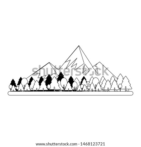 mountains nature oudoor scene cartoon vector illustration graphic design