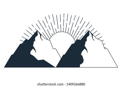 Mountains nature outdoors scenery vector illustration graphic design