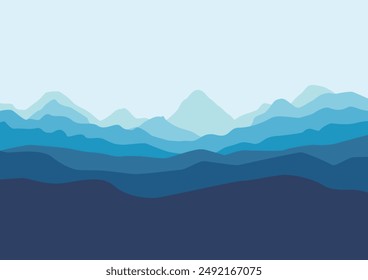 mountains nature panorama vector illustration template.