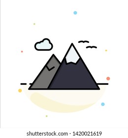 Mountains, Nature, Scenery, Travel Abstract Flat Color Icon Template