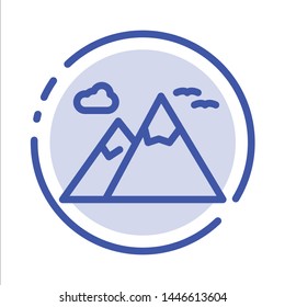 Mountains, Nature, Scenery, Travel Blue Dotted Line Line Icon