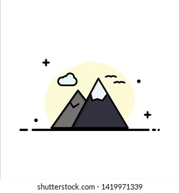 Mountains, Nature, Scenery, Travel  Business Flat Line Filled Icon Vector Banner Template