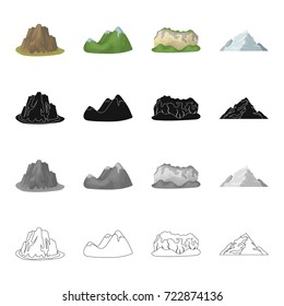 Mountains, nature, stone, and other web icon in cartoon style.Rock, material, building icons in set collection.