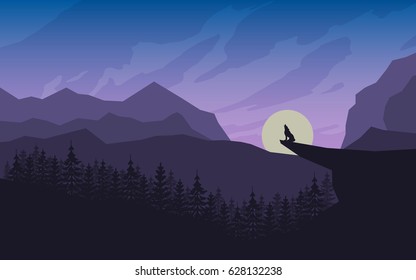 Mountains Night Flat Style 2