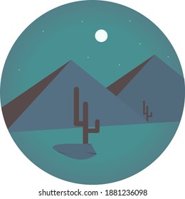 Mountains in the night ,illustration, vector on white background.