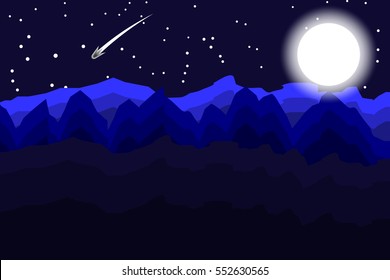 The mountains night landscape. vector and illustrator