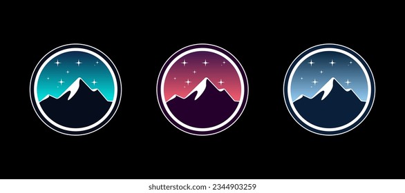 mountains in the night sky logo vector