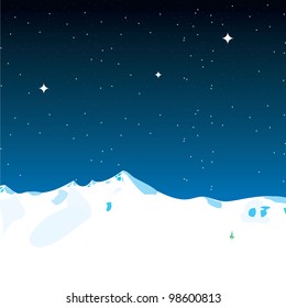 mountains, the night sky with stars
