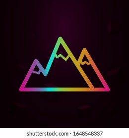 das Symbol im Stile der Berge. Einfache dünne Linie, Vektorillustration der Navigationssymbole für i und ux, Website oder mobile Anwendungen