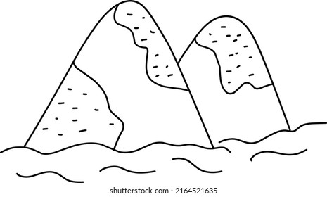 Mountains in the ocean Illustration on a white background