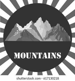 Mountains, the old logo of the mountains. Flat design, vector illustration, vector.