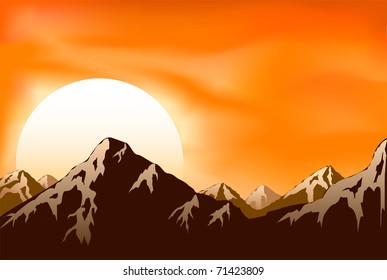 Mountains on the Sun background