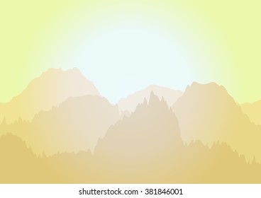 Mountains on the sunset background