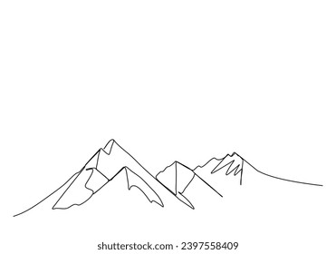 Mountains, one line drawing vector illustration.