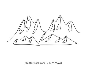 Montañas una línea de dibujo ilustración vectorial.