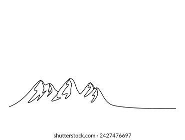 Montañas una línea de dibujo ilustración vectorial.