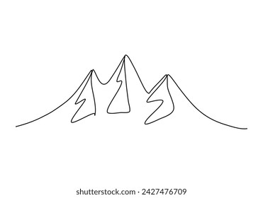 Montañas una línea de dibujo ilustración vectorial.
