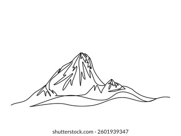 Mountains. One line drawing vector illustration.