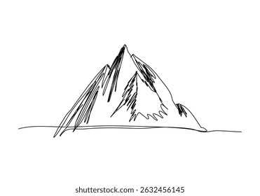 Mountains. One line drawing vector illustration.