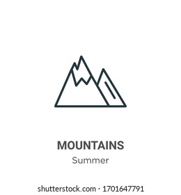 Mountains outline vector icon. Thin line black mountains icon, flat vector simple element illustration from editable summer concept isolated stroke on white background